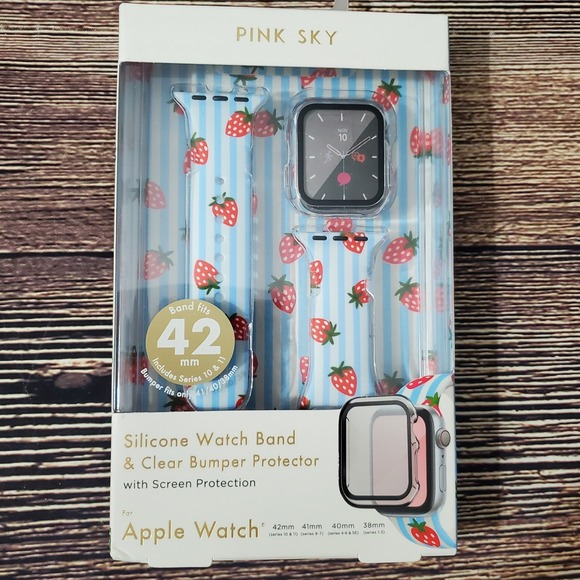 Apple Other - Apple Watch Band & Bumper & Screen Protection 42MM Strawberry Sky Blue White